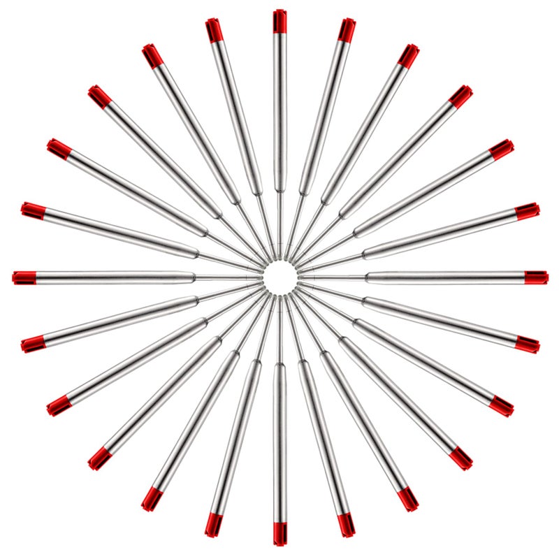 DunBong Red Ink Refill Pack of 5, Replaceable Ballpoint Pen Refills, Medium Point Metal Refill (Red) - Image 2